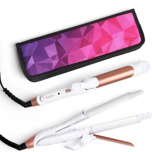 Other - AmoVee Travel Curling Iron, 2 in 1 Mini Flat Iron Travel Hair Straightener
